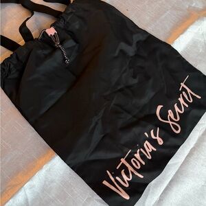 Victoria's Secret Black and Pink Logo Tote